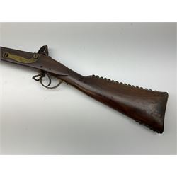 19th century continental flintlock musket for restoration or display, the studded walnut full stock with brass mounts, lock stamped with bumble bee logo possibly for Dresse-Laloux & Cie Liege, under barrel ramrod and one sling swivel, proof marks visible, L166.5cm