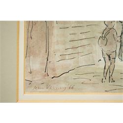 Sir John Verney (British 1913-1992): 'Lower Church Lane' - Farnham, watercolour signed and dated '66, titled on Ashgate Gallery label verso 27cm x 38cm 