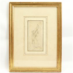 French School (18th Century): A Humble Courtier, pencil and wash unsigned 16cm x 7cm 