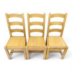 Set of six contemporary solid elm dining chairs