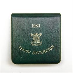 Queen Elizabeth II 1980 gold proof full sovereign coin, cased with certificate