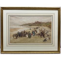 John Atkinson (Staithes Group 1863-1924): 'The Beach at Whitley Bay', watercolour signed 30cm x 45cm 
Provenance: with Christopher Wood, Motcomb Road, London, label verso