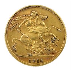 King George V 1915 gold full sovereign coin