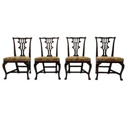 Set of four early 20th century Chippendale style mahogany dining chairs