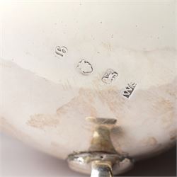 Silver vase shape sugar caster H15cm London 1975 Maker C J Vander Ltd and a George III silver sauce boat with crimped rim and 'C' scroll handle London 1763 Maker possibly William Skeen