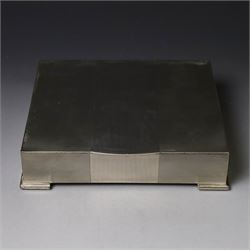 1960s silver mounted cigarette box, of rectangular form with engine turned decoration, upo...