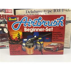 Seven scale model assembly kits to include Airfix, Heller, Italeri etc in one box