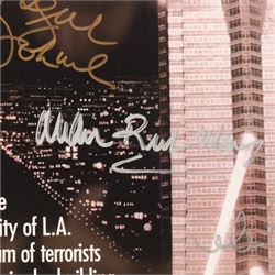 Die Hard (1988) cast signed movie poster, signatures to include Bruce Willis, Bonnie Bedelia, Reginald VelJohnson, William Atherton, Hart Bochner, James Shigeta, Alan Rickman, Bruno Doyon, Andreas Wisniewski and John McTiernan, framed with certificate of authenticity from RICA verso, frame H57cm, W42cm