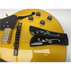 Ibanez George Benson 40th Anniversary arch top semi-acoustic guitar with floating pick-ups and mother-of-pearl inlay; model no.GB40THII serial no.S16120480; L104.5cm; in Ibanez hard carrying case with manual