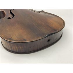 German trade violin c1900 stamped PAGANINI with 35.5cm two-piece maple back and ribs and spruce top L58.5cm overall; in carrying case; and another German trade violin for spares or repair; in carrying case (2)