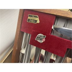 Cased canteen of cutlery, together with set of fish flatware, French teawares etc, in two boxes 