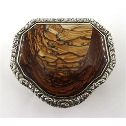 George III silver and agate snuff box, the base, engraved floral border and engine turned base with engraved monogram by Joseph Willmore, Birmingham 1797