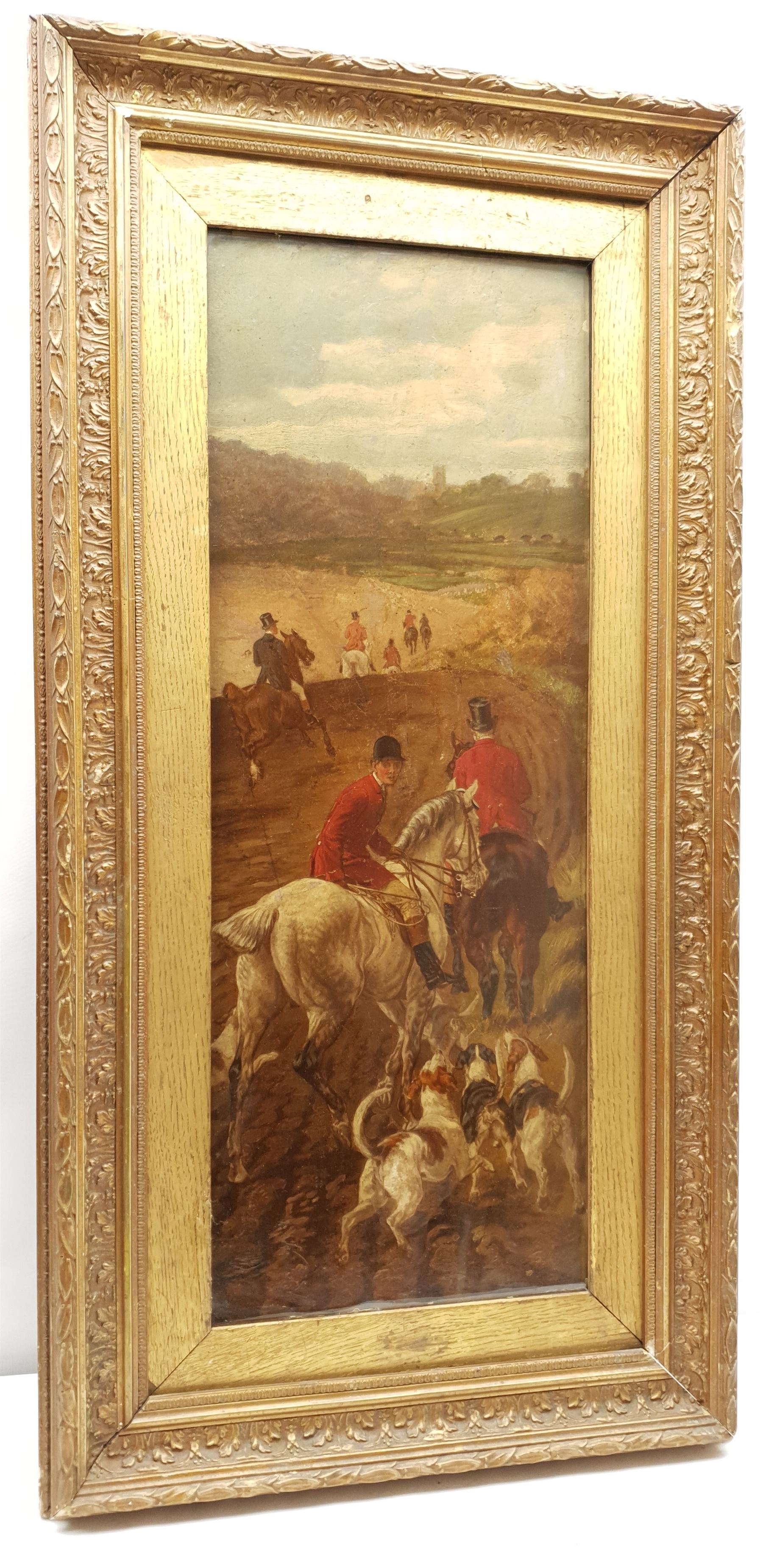 Attrib. William Henry Hopkins (British 1825-1892): 'The Whipper In', oil on panel bears signature 68cm x 25cm