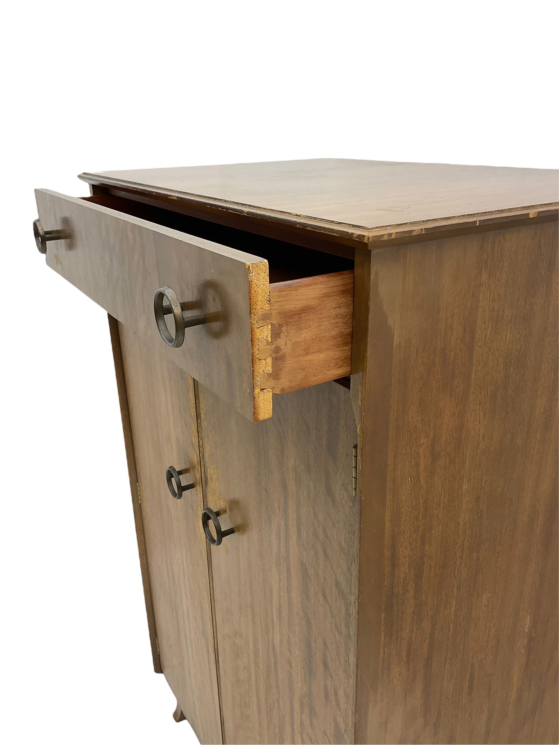 Retro sapele mahogany dressing table with sliding mirror compartments, and matching tallboy