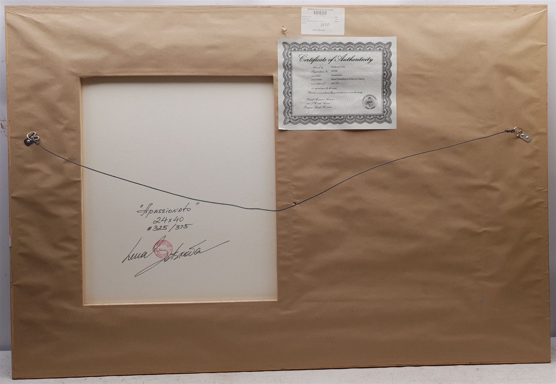 Lena Sotskova (Russian 1963-): 'Apassionato', hand embellished giclee print on canvas signed, titled and numbered 325/375 verso 60cm x 101cm