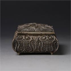 Persian silver filigree trinket box, H3.5cm, W9cm