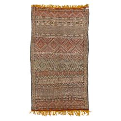 Moroccan Berber kilim rug, flatwoven with bands of geometric lozenge and chevron motifs in...