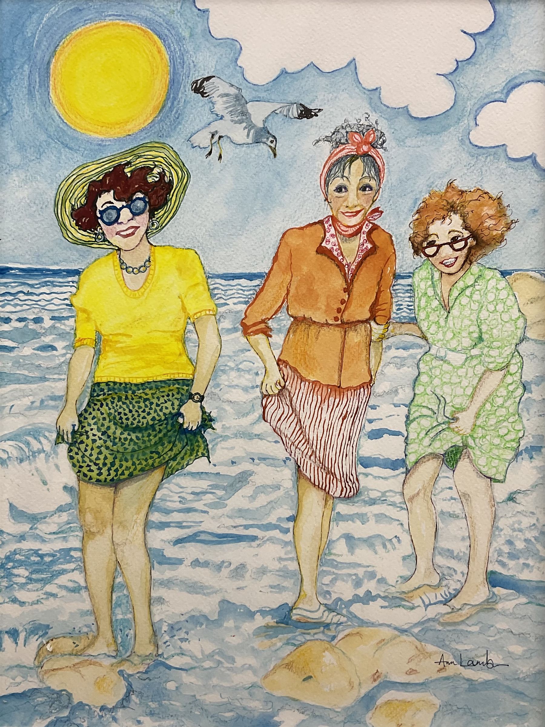 Ann Lamb (British 1955-): 'Posh Paddle', watercolour signed 39cm x 30cm