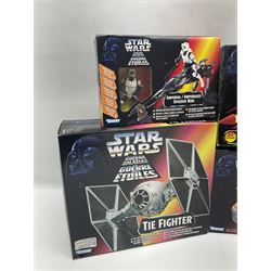 Star Wars - La Guerra De Las Galaxias La Guerre Des Etoiles/Shadows of the Empire - TIE Fighter; Cloud Car; Airspeeder; Landspeeder; Death Star Escape; Detention Block Rescue; Imperial Speeder Bike; Boba Fett IG-88; and Crowd Control Stormtrooper; all boxed/carded (9)