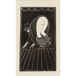 Eric Gill (British 1882-1940): 'The Chinese Maidservant', limited edition wood block unsig...