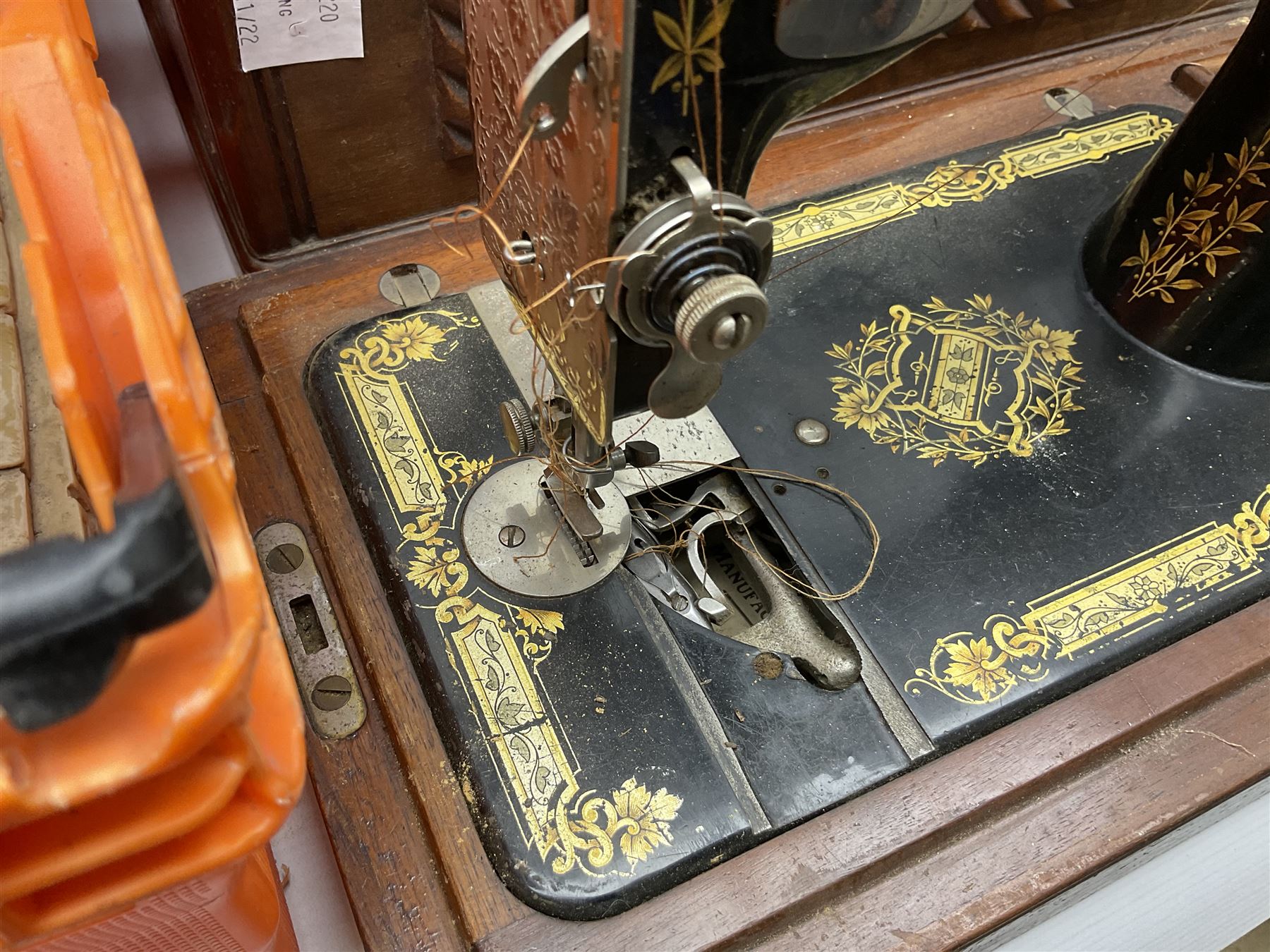 Composite figure of a Roman chariot, together with Olympia NK4040 camera, sewing machine and other collectables, in two boxes  