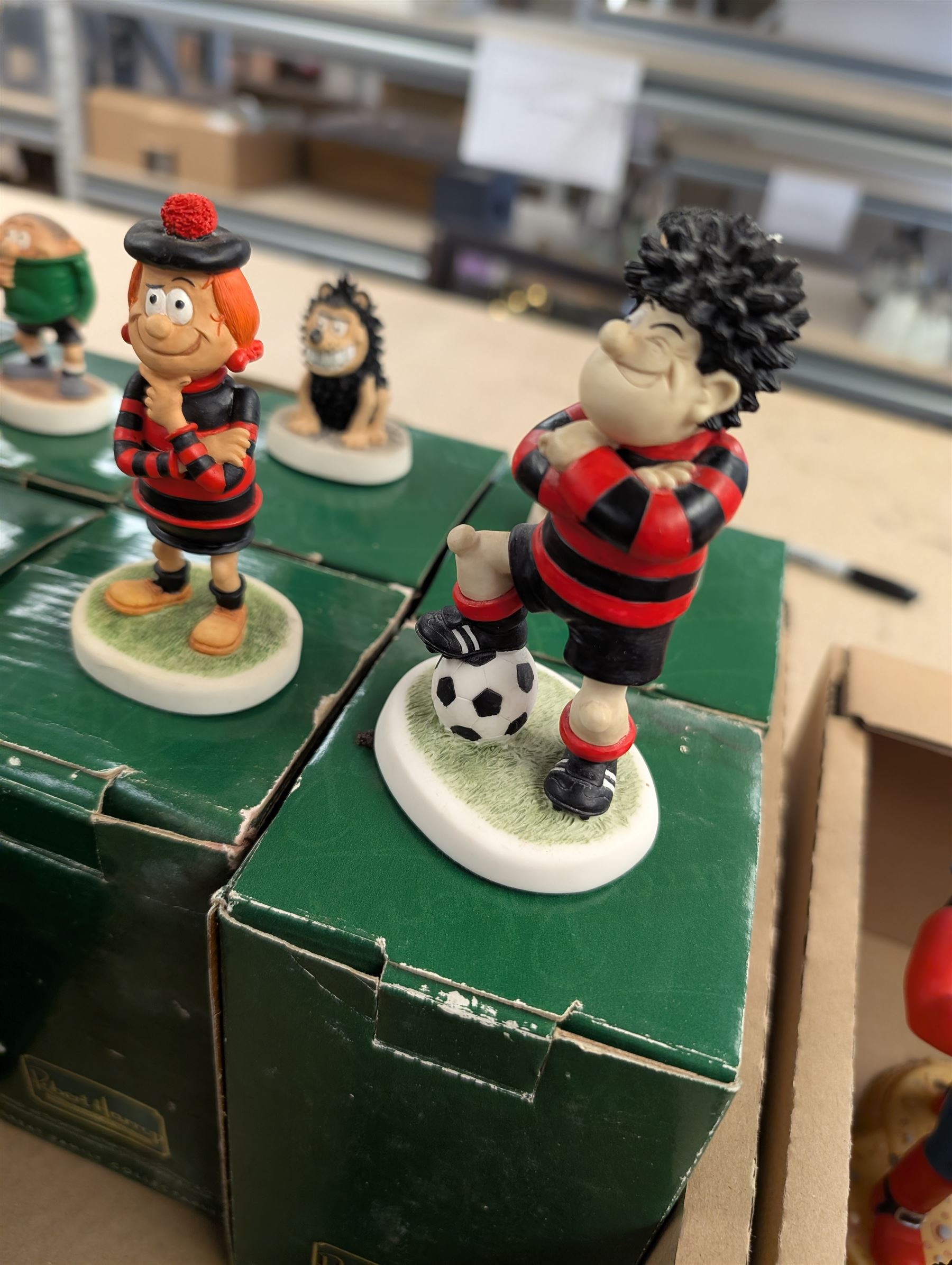 Ten Robert Harrod The Beano Dandy Collection figures including Minnie The Minx, Gnasher, Wilfred and Sydney, all boxed