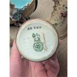 Royal Doulton Kew Gardens vase, signed J Price, together with a Royal Worcester blush ivory three piece cruet set, a Ernst Wahliss ewer, etc 