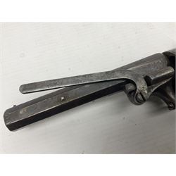 Mid-19th century Smith London .36 cal. transitional five-shot percussion revolver, the 12cm rifled octagonal barrel with side loading lever, side safety, some engraved decoration and chequered two-piece grip L28cm overall