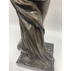 After Christopher Gabriel Allegrain (1710-1795),  Venus au bain, bronze, upon square plinth, Impressed F Barbedienne Fondeur, the base impressed C G Allegrain Fecit 1767, and bearing Barbedienne foundry seal, overall H51cm