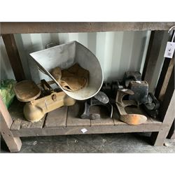 Vintage garden hand tools, grain scales with scoop and weights, shoes lasts etc - THIS LOT IS TO BE COLLECTED BY APPOINTMENT FROM DUGGLEBY STORAGE, GREAT HILL, EASTFIELD, SCARBOROUGH, YO11 3TX