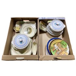 Royal Doulton ceramics, including Old Balloon Seller plate, Willow pattern dinner plates, etc, together with Alfred Meakin Glo White tureens, dinner plates and meat platter and Woods Ivory Ware fish pattern dinner wares