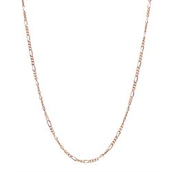 Rose gold Figaro link necklace, stamped 9K