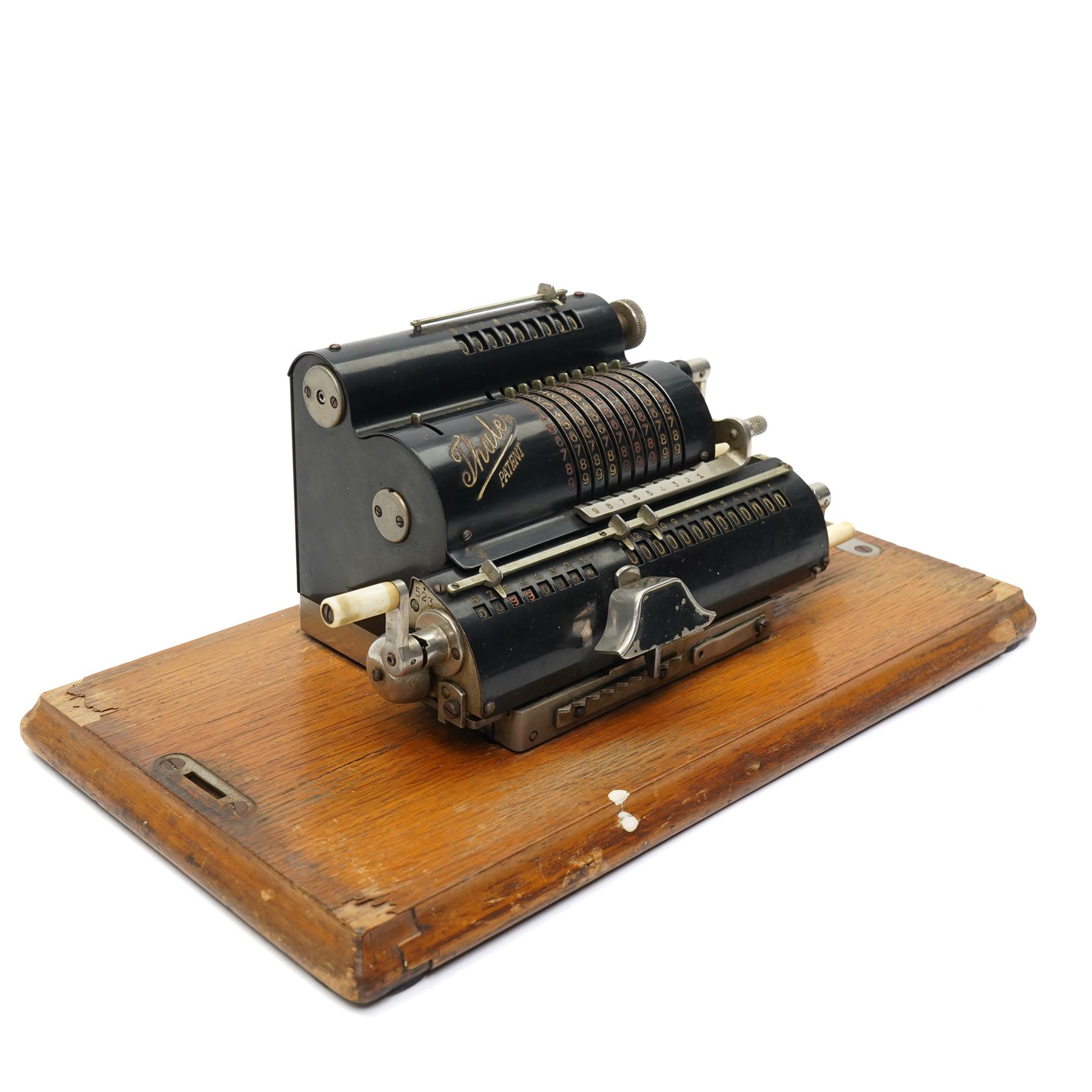 Thales Patent Antique Mechanical Adding Machine or comptometer, in wooden case 