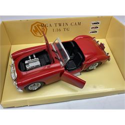 Polistil - four Tonka 1:16 scale models comprising Porsche 911 Cabriolet; MGA Twin Cam; Ferrari California; and Morgan Plus 8; and Polistil 1:18 scale  model Lamborghini Miura; all boxed (5)