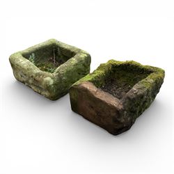 Two 19th century hewn stone planters