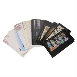 Great British stamps, including Queen Elizabeth II mint decimal stamps, face value of usable postage approximately 150 GBP, first day covers, etc, in two boxes