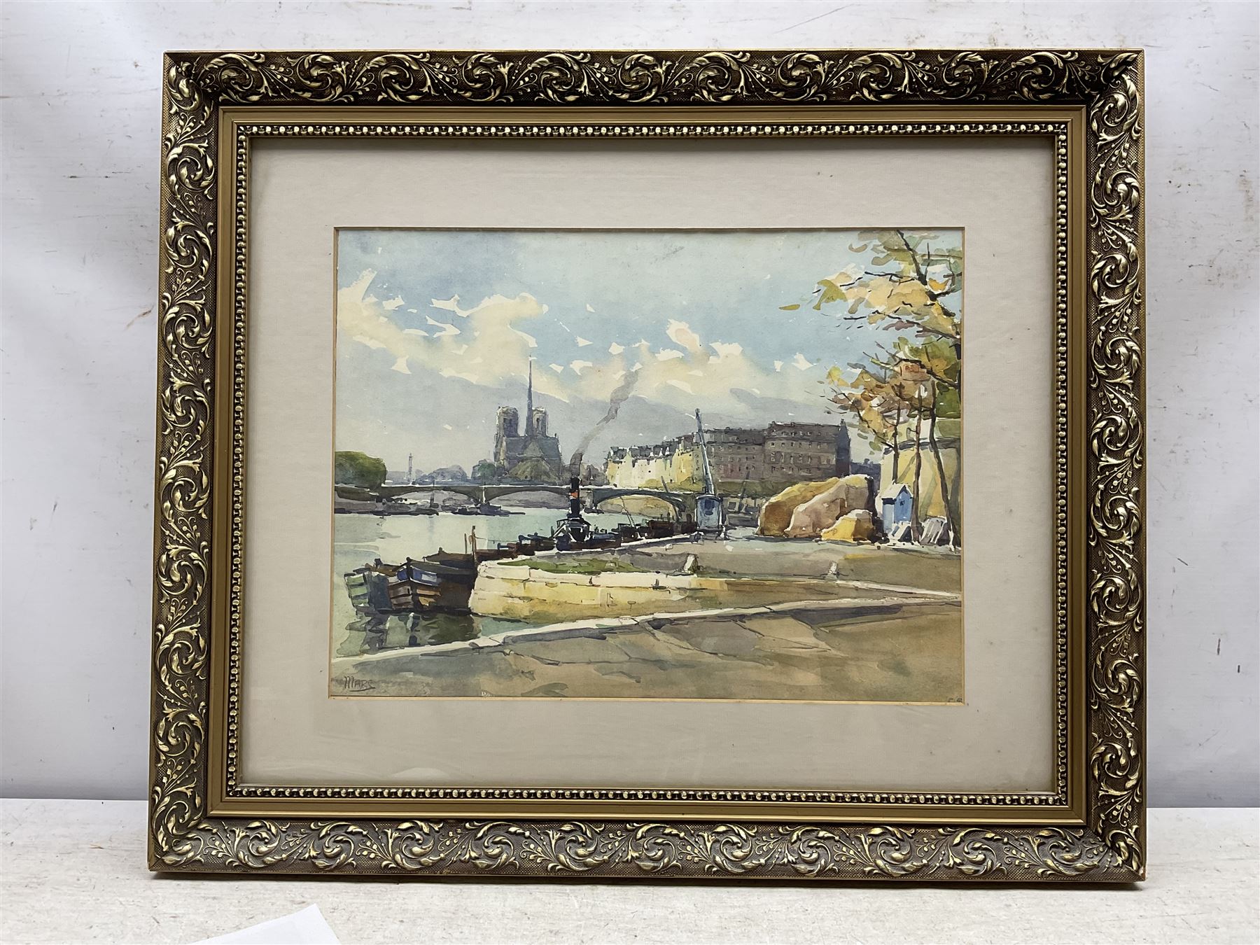 A J Robertson (British 19th Century): 'Holy Trinity - Falaise Normandy', watercolour signed, titled on original label; Walter Schroder (British 19th/20th Century): Church Altar and Interior, watercolour signed; together with a Norman Jackson watercolour and another print max 47cm x 35cm (4)