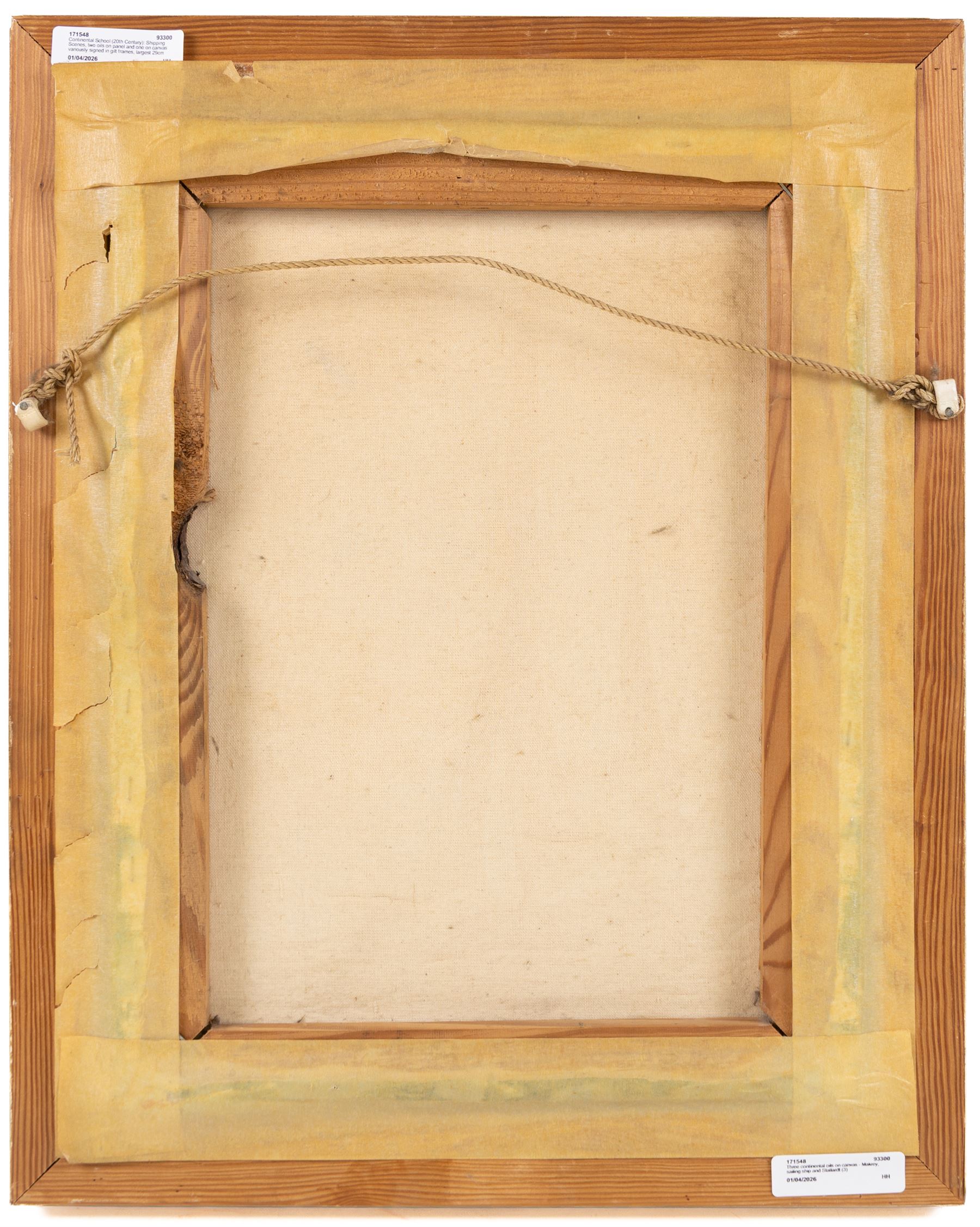 Continental School (20th Century): Shipping Scenes, two oils on panel and one on canvas variously signed in gilt frames, largest 29cm x 38cm (3)