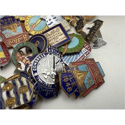 Collection of Butlins enamel pin badges, mostly 1940s/50s Filey examples, together with other enamel pins and costume jewellery