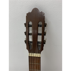 Hohner Arbor Series electric guitar in black and elm effect, serial no.E714703, L101cm; together with an acoustic guitar L102cm; with two Kinsman folding stands (4)