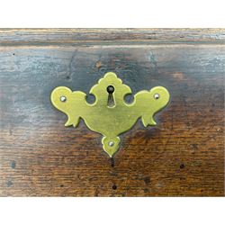 Georgian oak bureau, fall front enclosing fitted interior, four long graduating drawers, on bracket feet