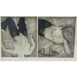 Richard Spare (British 1951-): 'She Loves Me, She Loves Me Not', etching with aquatint signed titled numbered 4/20 and dated '73 in pencil 33cm x 59cm