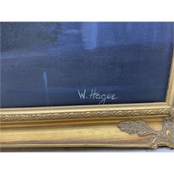 W Hague (British Contemporary): The York Minster Fire of 1984, oil on canvas signed 60cm x 90cm