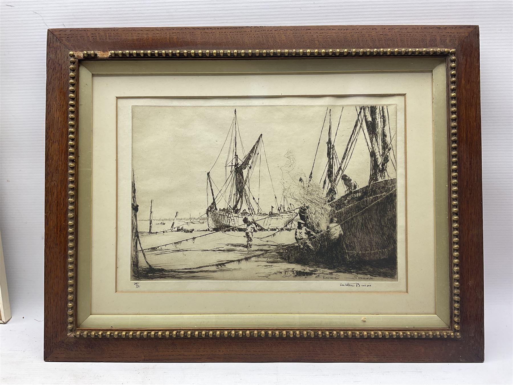 Arthur John Trevor Briscoe (British 1873-1943): 'Burning Off', limited edition etching signed and numbered 39/75, titled and dated '30 in plate 19cm x 29.5cm 