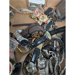 Large collection of watches, including Eddie Stobart pocket watch, Sekonda, Fossil, Timex etc