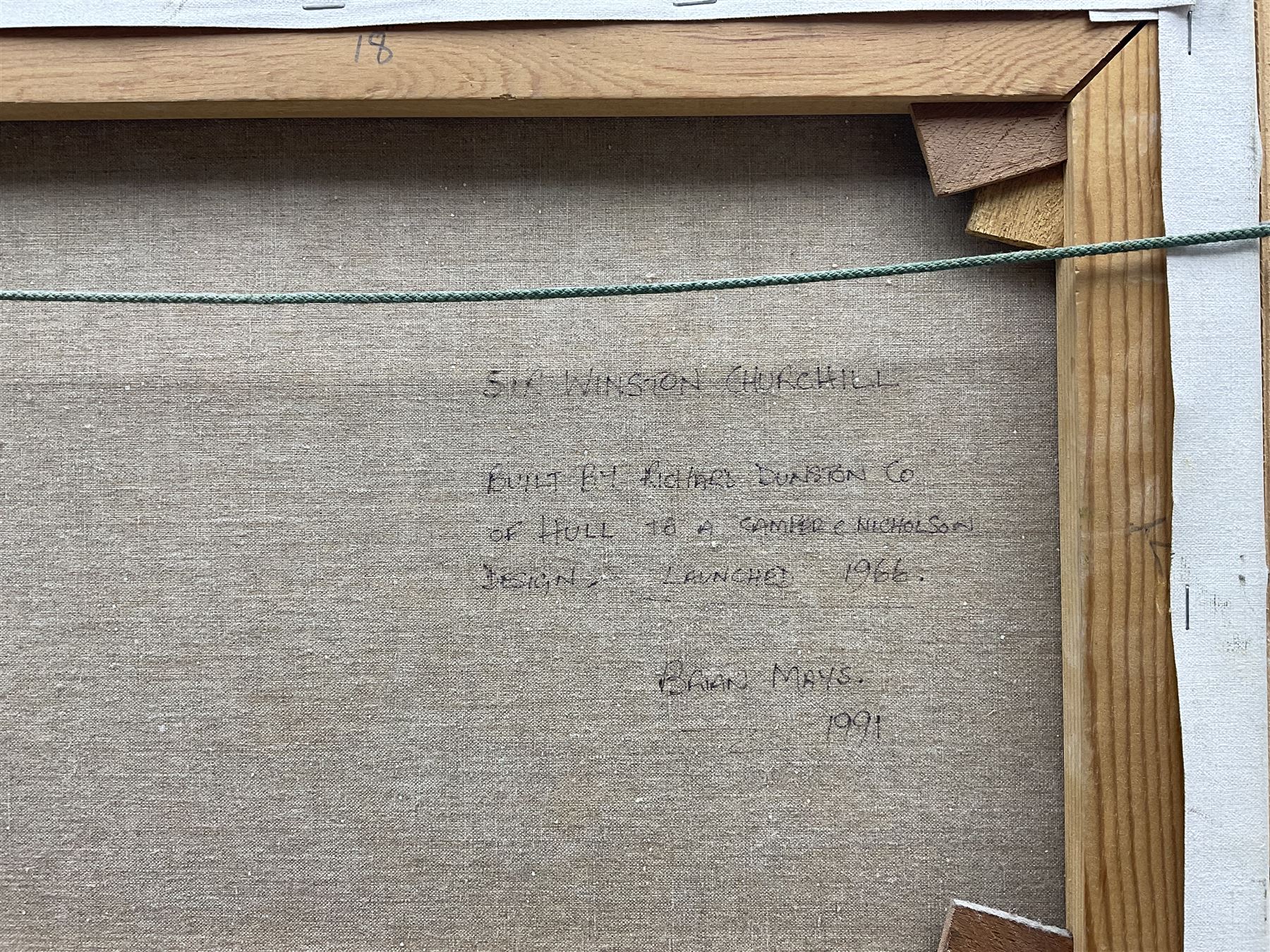 Brian Mays (British 1938-2005): Training Ship 'Sir Winston Churchill', oil on canvas signed, titled and dated 1991 verso 29cm x 44cm 
Provenance: direct from the family of the artist.