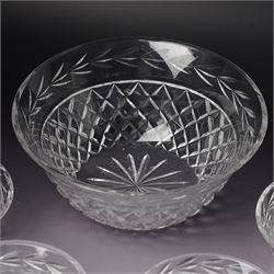 Waterford Crystal 'Glandore' pattern large bowl, boxed, and four smaller 'Glandore' pattern bowls, two boxed (5)