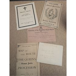Collection of mostly Royal ephemera and commemorative memorabilia, including souvenir programmes, Royal Pedigrees, postcards, and newspaper reprints, etc, contained within a folder