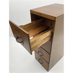 Vintage oak filing cabinet, fitted with four deep drawers 