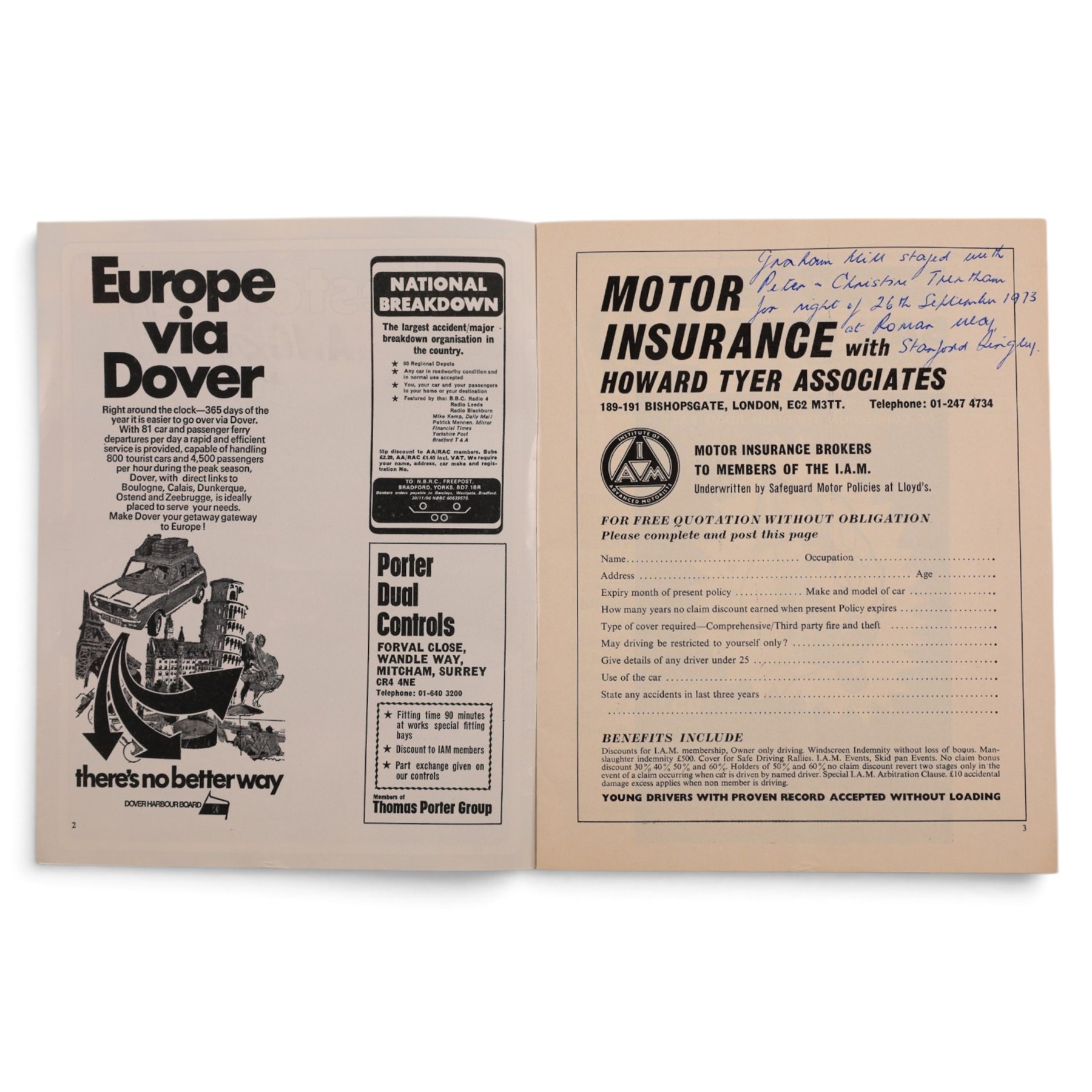 Signed Formula 1 memorabilia, including 1973 Milestones magazine signed to the front cover by Graham Hill and three signed photographs comprising Jackie Stewart, Jack Bradbury and Mario Andretti, with certificate of authenticity from Chaucer Auctions